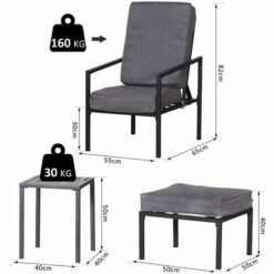 Outsunny 5pcs Garden Recliner Sofa Footstool Coffee Table Set W/ Cushion 3 Outsunny 5pcs Garden Recliner Sofa Footstool Coffee Table Set W/ Cushion -Outsunny store 17859982 2