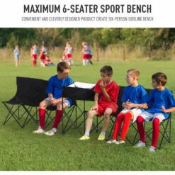 Outsunny 6 Seat Folding Sports Bench Portable Sports Team Bench Spectator Chair With Cooler Bag And Carrying Bag For Outdoor Picnic Camping - Black -Outsunny store 17859988 5