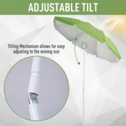 Outsunny Arc1.7m Outdoor Beach Umbrella Parosol Tilt Sun Shelter W/ Bag Green -Outsunny store 17860029 4