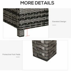 Outsunny Garden Rattan Side Table,Wicker Coffee Desk, Glass Top, Mixed Grey 5 Outsunny Garden Rattan Side Table,Wicker Coffee Desk, Glass Top, Mixed Grey -Outsunny store 17860103 4