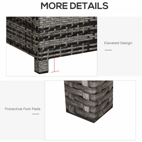 Outsunny Garden Rattan Side Table,Wicker Coffee Desk, Glass Top, Mixed Grey Outsunny Garden Rattan Side Table,Wicker Coffee Desk, Glass Top, Mixed Grey -Outsunny store 17860103 4