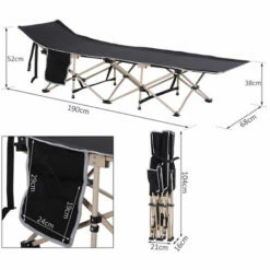 Alternative view of Outsunny Single Portable Outdoor Military Sleeping Bed Camping Cot Black