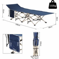 Outsunny Single Portable Outdoor Military Sleeping Bed Camping Cot Blue -Outsunny store 17860127 2