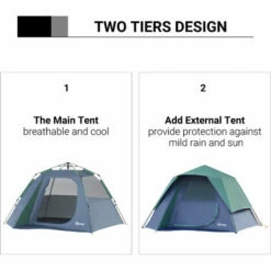Outsunny Family Pop-Up Camping Tent W/ Removable Waterproof Rainfly, Storage Bag -Outsunny store 17860139 4