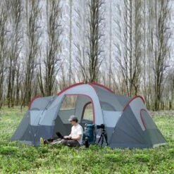 Outsunny Outdoor Camping Tent For 5-6 W/ Bag, Fiberglass & Steel Frame -Outsunny store 17860143 3