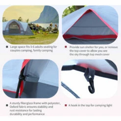 Outsunny Outdoor Camping Tent For 5-6 W/ Bag, Fiberglass & Steel Frame -Outsunny store 17860143 5
