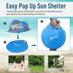 Outsunny Portable Automatic Pop Up Beach Tent Outdoor Camp Shelter Blue 6 Outsunny Portable Automatic Pop Up Beach Tent Outdoor Camp Shelter Blue -Outsunny store 17860154 5