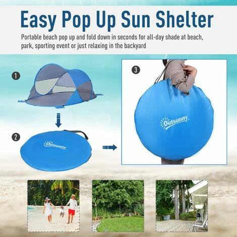 Outsunny Portable Automatic Pop Up Beach Tent Outdoor Camp Shelter Blue Outsunny Portable Automatic Pop Up Beach Tent Outdoor Camp Shelter Blue -Outsunny store 17860154 5