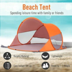 Outsunny Portable Automatic Pop Up Beach Tent Outdoor Camp Shelter Orange -Outsunny store 17860157 4