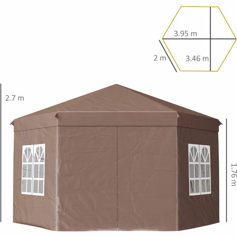 Outsunny 4x4m Garden Gazebo Tent Outdoor Metal Adjust Sun Shade w/ Zippered Net Outsunny 4x4m Garden Gazebo Tent Outdoor Metal Adjust Sun Shade W/ Zippered Net -Outsunny store 18051104 2
