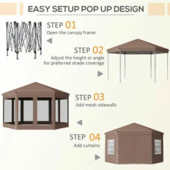 Outsunny 4x4m Garden Gazebo Tent Outdoor Metal Adjust Sun Shade W/ Zippered Net 5 Outsunny 4x4m Garden Gazebo Tent Outdoor Metal Adjust Sun Shade W/ Zippered Net -Outsunny store 18051104 4