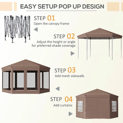 Outsunny 4x4m Garden Gazebo Tent Outdoor Metal Adjust Sun Shade w/ Zippered Net Outsunny 4x4m Garden Gazebo Tent Outdoor Metal Adjust Sun Shade W/ Zippered Net -Outsunny store 18051104 4