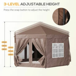 Outsunny 4x4m Garden Gazebo Tent Outdoor Metal Adjust Sun Shade W/ Zippered Net 6 Outsunny 4x4m Garden Gazebo Tent Outdoor Metal Adjust Sun Shade W/ Zippered Net -Outsunny store 18051104 5
