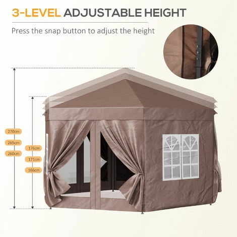 Outsunny 4x4m Garden Gazebo Tent Outdoor Metal Adjust Sun Shade w/ Zippered Net Outsunny 4x4m Garden Gazebo Tent Outdoor Metal Adjust Sun Shade W/ Zippered Net -Outsunny store 18051104 5
