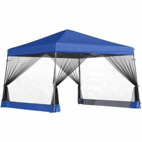 Outsunny 3 x3 x2.6m Folding Pop-up Garden Gazebo W/Mosquito Netting Blue Outsunny 3 X3 X2.6m Folding Pop-up Garden Gazebo W/Mosquito Netting Blue -Outsunny store 18051113 1