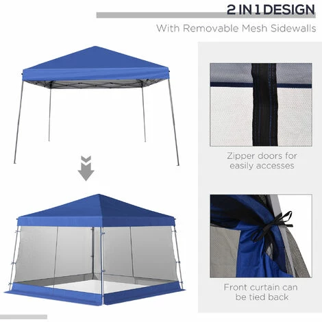 Outsunny 3 x3 x2.6m Folding Pop-up Garden Gazebo W/Mosquito Netting Blue Outsunny 3 X3 X2.6m Folding Pop-up Garden Gazebo W/Mosquito Netting Blue -Outsunny store 18051113 4