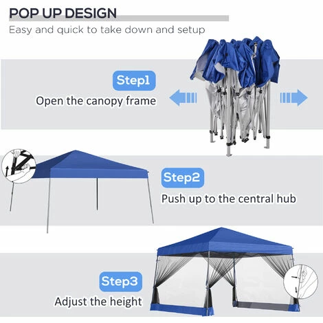Outsunny 3 x3 x2.6m Folding Pop-up Garden Gazebo W/Mosquito Netting Blue Outsunny 3 X3 X2.6m Folding Pop-up Garden Gazebo W/Mosquito Netting Blue -Outsunny store 18051113 5