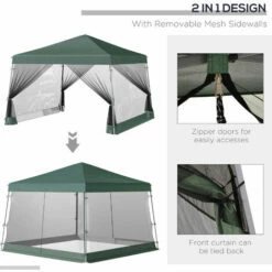 Outsunny 3 X3 X2.6m Folding Pop-up Garden Gazebo W/Mosquito Netting Green -Outsunny store 18051117 4