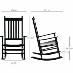 Outsunny Wooden Garden Rocking Chair Outdoor Furniture Deck Armchair Patio Swing -Outsunny store 18108047 2