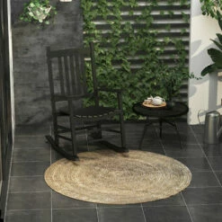 Outsunny Wooden Garden Rocking Chair Outdoor Furniture Deck Armchair Patio Swing -Outsunny store 18108047 3