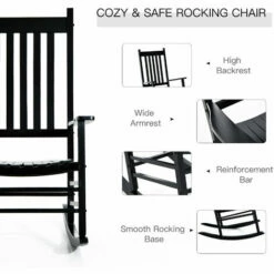 Outsunny Wooden Garden Rocking Chair Outdoor Furniture Deck Armchair Patio Swing -Outsunny store 18108047 4
