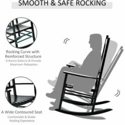 Outsunny Wooden Garden Rocking Chair Outdoor Furniture Deck Armchair Patio Swing -Outsunny store 18108047 5