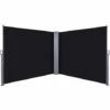 Outsunny Retractable Double Side Awning Screen Fence Privacy Black, 6x1.6m -Outsunny store 18176020 1