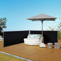 Outsunny Retractable Double Side Awning Screen Fence Privacy Black, 6x1.6m -Outsunny store 18176020 3