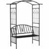Outsunny Garden Arbour Arch Metal Bench Loveseat Outdoor Patio Plant Climber -Outsunny store 18176028 1