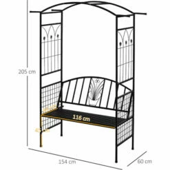 Outsunny Garden Arbour Arch Metal Bench Loveseat Outdoor Patio Plant Climber -Outsunny store 18176028 2