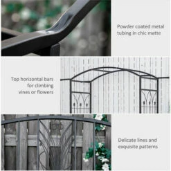 Outsunny Garden Arbour Arch Metal Bench Loveseat Outdoor Patio Plant Climber -Outsunny store 18176028 4
