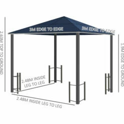 Alternative view of Outsunny 3x3(m) Hardtop Gazebo With Polycarbonate Roof, Netting And Curtains