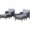 Outsunny 5 Pieces Outdoor Patio Furniture Set Wicker Conversation Set Deep Grey -Outsunny store 18176038 1