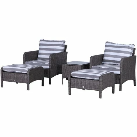 Outsunny 5 Pieces Outdoor Patio Furniture Set Wicker Conversation Set Deep Grey Outsunny 5 Pieces Outdoor Patio Furniture Set Wicker Conversation Set Deep Grey -Outsunny store 18176038 1