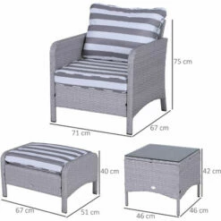Outsunny 5 Pieces Outdoor Patio Furniture Set Wicker Conversation Set Grey -Outsunny store 18176039 2