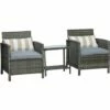 Outsunny 3 PC Outdoor Rattan Sofa Set W/ Chairs Coffee Table Cushion Grey 2 Outsunny 3 PC Outdoor Rattan Sofa Set W/ Chairs Coffee Table Cushion Grey -Outsunny store 18176041 1