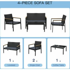 Outsunny 4-Piece Cushioned Outdoor Rattan Wicker Chair And Loveseat Furniture -Outsunny store 18176042 4