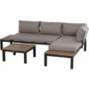Outsunny 3pcs Garden Sectional Sofa Side Table Furniture Set Aluminum W/ Cushion -Outsunny store 18265372 1