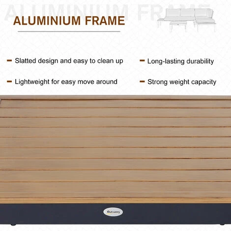 Outsunny 3pcs Garden Sectional Sofa Side Table Furniture Set Aluminum w/ Cushion Outsunny 3pcs Garden Sectional Sofa Side Table Furniture Set Aluminum W/ Cushion -Outsunny store 18265372 4