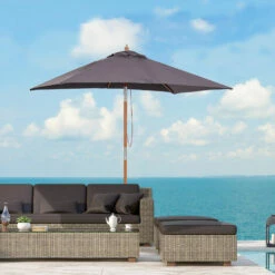Outsunny Wooden Patio Umbrella Market Parasol Outdoor Sunshade 6 Ribs Deep Grey 9 Outsunny Wooden Patio Umbrella Market Parasol Outdoor Sunshade 6 Ribs Deep Grey -Outsunny store 18265376 3