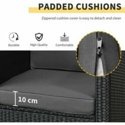 Outsunny 3Pcs Patio 2 Seater Rattan Sofa Garden Furniture Set Coffee W/ Cushions -Outsunny store 18265385 4