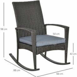 Outsunny Garden Rattan Rocking Chair, Bistro Recliner Rocker Furniture Seater -Outsunny store 18373667 2