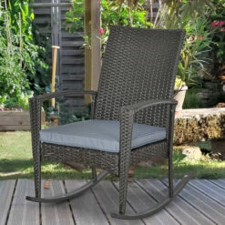 Outsunny Garden Rattan Rocking Chair, Bistro Recliner Rocker Furniture Seater -Outsunny store 18373667 3