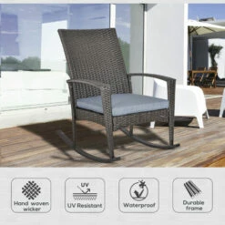 Outsunny Garden Rattan Rocking Chair, Bistro Recliner Rocker Furniture Seater -Outsunny store 18373667 4