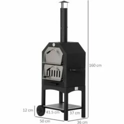 Outsunny Charcoal Tall Ovan Pizza Maker BBQ Grill Outdoor Picnic W/ Thermometer -Outsunny store 18373678 2
