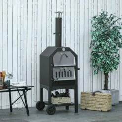Outsunny Charcoal Tall Ovan Pizza Maker BBQ Grill Outdoor Picnic W/ Thermometer -Outsunny store 18373678 3