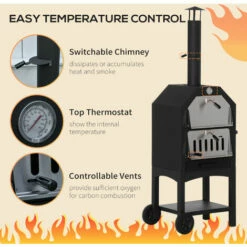 Outsunny Charcoal Tall Ovan Pizza Maker BBQ Grill Outdoor Picnic W/ Thermometer -Outsunny store 18373678 5