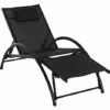 Outsunny Sun Lounger Half Circle Arms Adjustable Head Footrest Aluminium Frame Black -Outsunny store 18373684 1