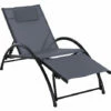 Outsunny Sun Lounger Half Circle Arms Adjustable Head Footrest Aluminium Frame Grey 2 Outsunny Sun Lounger Half Circle Arms Adjustable Head Footrest Aluminium Frame Grey -Outsunny store 18373687 1