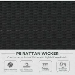 Outsunny 4pc Patio Garden Rattan Wicker Sofa 2-Seater Loveseat Chair Table Black -Outsunny store 18373690 4